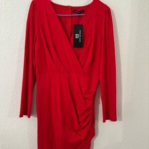 Lulu's Vibrant Red Long Sleeve Dress
